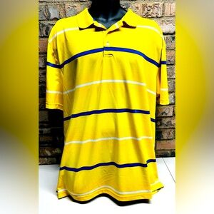 Chaps Mens Golf Polo Shirt Top Size XXL 2X 2XL Pastel Yellow Blue Stripes